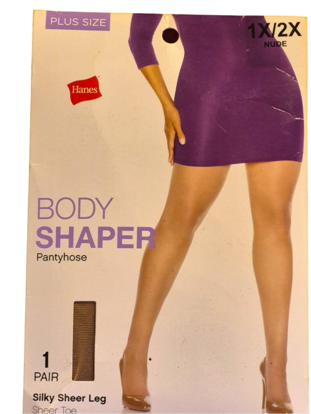 Hanes Plus Size Sheer Nude Body Shaper Pantyhose